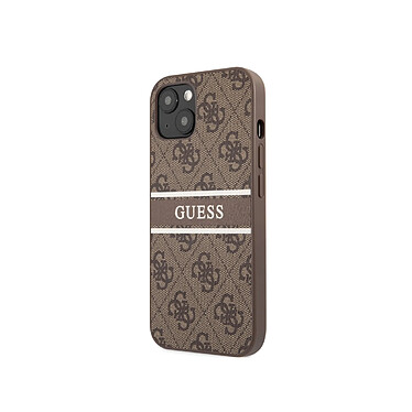 Guess Coque pour Apple iPhone 13 PU 4G Stripe Marron