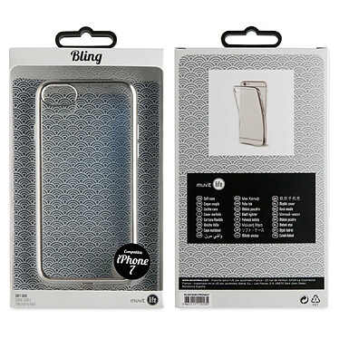 Muvit Coque pour iPhone 8 / 7 Bling Souple et Légère Argent pas cher