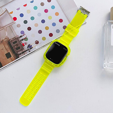 Avis Avizar Bracelet pour Apple Watch 49mm Silicone Bumper Ajustable  transparent jaune