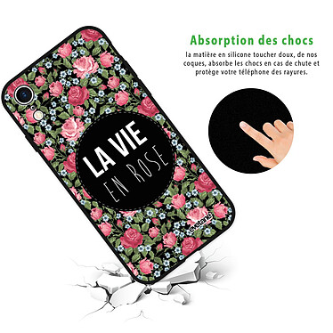 Avis Evetane Coque iPhone Xr Silicone Liquide Douce noir La Vie en Rose