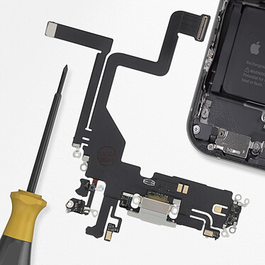 Acheter Clappio Connecteur de Charge pour iPhone 14 Pro, Port Lightning + Microphone Argent
