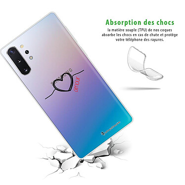 Avis LaCoqueFrançaise Coque Samsung Galaxy Note 10 Plus 360 intégrale transparente Motif Coeur Noir Amour Tendance