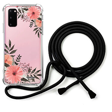 Evetane Coque cordon Samsung Galaxy S20 Dessin Fleurs roses