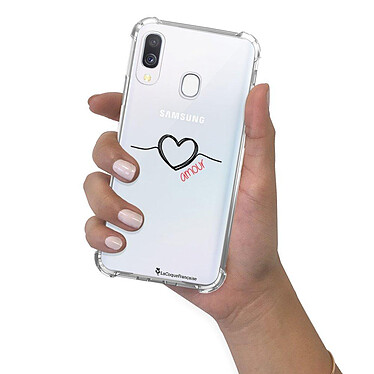 LaCoqueFrançaise Coque Samsung Galaxy A40 anti-choc souple angles renforcés transparente Motif Coeur Noir Amour pas cher