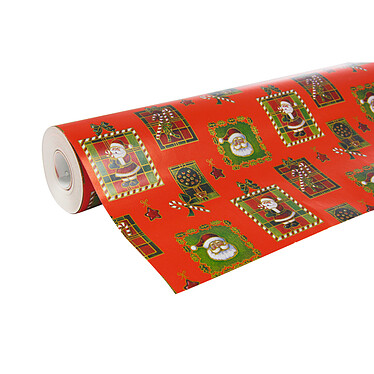 CLAIREFONTAINE Rouleau papier cadeau ALLIANCE L70 cm x 50 m Père Noël mosaïque rouge