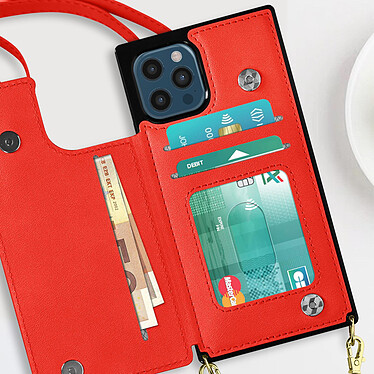 Avis Avizar Coque Cordon iPhone 12 Pro Max Multifonction Avec Lanière - rouge