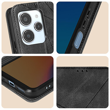 Avizar Étui pour Xiaomi Redmi 12 Portefeuille Motif prisme  Collection Geo noir pas cher