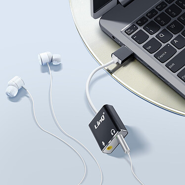Avis LinQ Carte Son Externe USB Adaptateur Double Jack 3.5mm Micro et Casque Blanc / Noir