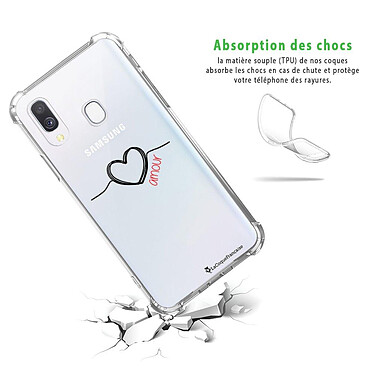 Avis LaCoqueFrançaise Coque Samsung Galaxy A40 anti-choc souple angles renforcés transparente Motif Coeur Noir Amour