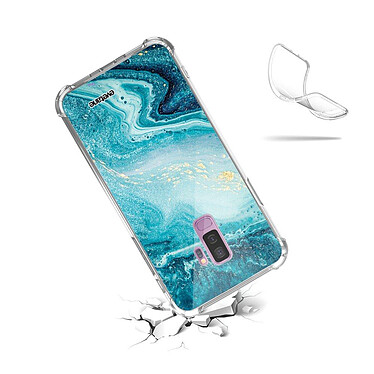 Acheter Evetane Coque Samsung Galaxy S9 Plus anti-choc souple angles renforcés transparente Motif Bleu Nacré Marbre