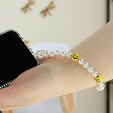 Acheter Avizar Bijou de Téléphone Bracelet à Perles et Smiley jaunes Collection Smile