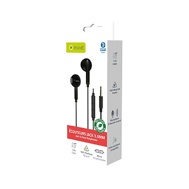 Avis Muvit Écouteurs Jack 3.5mm avec Microphone et Bouton Contrôle de Volume Noir