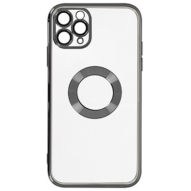 Avizar Coque iPhone 11 Pro Max Silicone Bloc Caméra Couvert Transparent Contour Noir Chromé