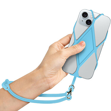 Avizar Cordon Smartphone avec Étui Silicone Flexible Universel 35cm  Bleu
