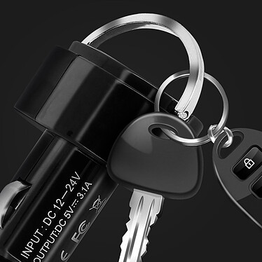 Acheter Avizar Chargeur allume-cigare 2 Sorties USB 3.1A Compact avec Anneau Pliable - Noir