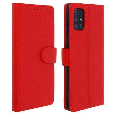 Avizar Étui Samsung Galaxy A71 Housse Intégrale Porte-cartes Fonction Support rouge