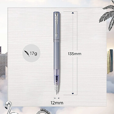 Avis PARKER Stylo plume VECTOR XL, bleu argent mat métallisé C.T.