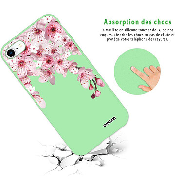 Avis Evetane Coque iPhone 7/8/ iPhone SE 2020 Silicone Liquide Douce vert pâle Cerisier