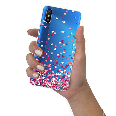 Evetane Coque Xiaomi Redmi 9A 360 intégrale transparente Motif Confettis De Coeur Tendance pas cher