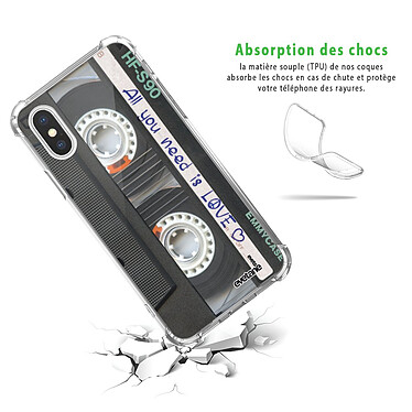 Avis Evetane Coque iPhone X/Xs anti-choc souple angles renforcés transparente Motif Cassette