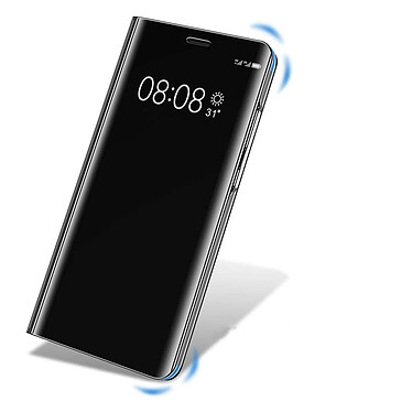 Evetane Etui Samsung Galaxy A41 à rabat clear view translucide Support Miroir Anti chocs Argent pas cher