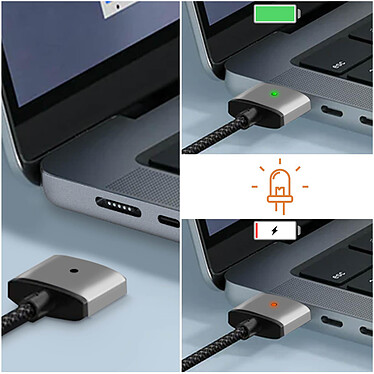 Avizar Câble USB C vers MagSafe 3 pour MacBook Pro et Air M2 Nylon 2m 140W Noir et argent pas cher
