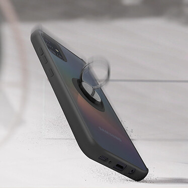 Avizar Coque Samsung Galaxy A51 Bi-matière Bague Métallique Fonction Support noir pas cher