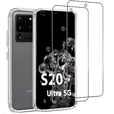 Acheter Evetane Coque Samsung Galaxy S20 Ultra 5G Antichoc Silicone + 2 Vitres en verre trempé Protection écran ultra résistant