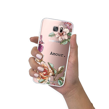 LaCoqueFrançaise Coque Samsung Galaxy S7 Edge 360 intégrale transparente Motif Amour en fleurs Tendance pas cher