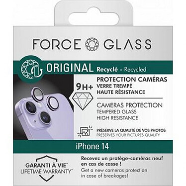 Force Glass Protecteur d'objectif de caméra pour iPhone 14 / 14 Plus Original Ultra-résistant Violet pas cher