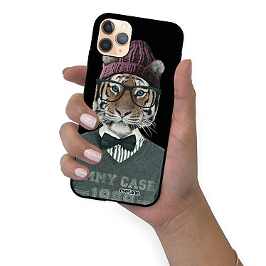 Evetane Coque iPhone 11 Pro Silicone Liquide Douce noir Tigre Fashion pas cher