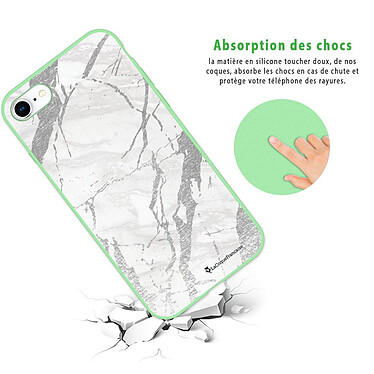 Avis LaCoqueFrançaise Coque iPhone 7/8/ iPhone SE 2020 Silicone Liquide Douce vert pâle Marbre gris