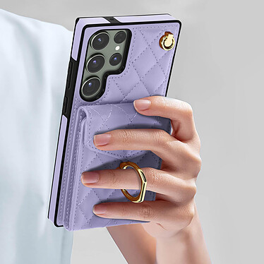 Acheter Avizar Coque Cordon pour Samsung Galaxy S23 Ultra Dos Portefeuille Bague Support  Violet Clair