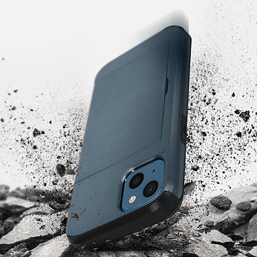 Acheter Avizar Coque iPhone 13 Mini avec Rangement Carte Coulissant Antichoc Defender Bleu nuit