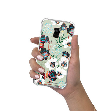 LaCoqueFrançaise Coque Samsung Galaxy A8 2018 anti-choc souple angles renforcés transparente Motif Fleurs vert d'eau pas cher
