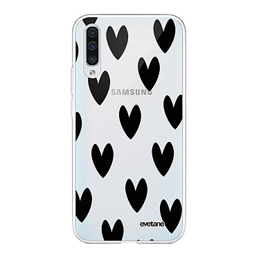 Evetane Coque Samsung Galaxy A70 360 intégrale transparente Motif Coeurs Noirs Tendance