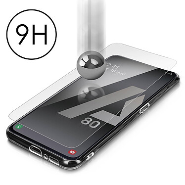 Avizar Coque Galaxy A80 Silicone Souple et Film Ecran Verre Trempé 9H Transparent pas cher