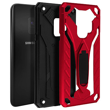 Avizar Coque Galaxy S9 Protection Bi-matière Antichoc Fonction Support - rouge pas cher