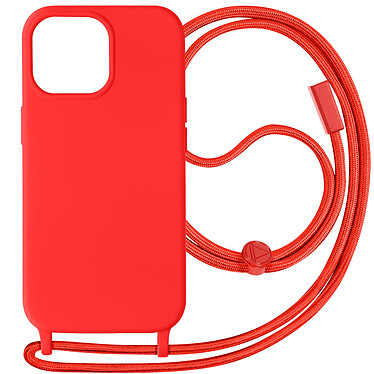 Avizar Coque Cordon pour iPhone 15 Pro Max Semi-Rigide Lanière Tour du Cou 80cm  Rouge