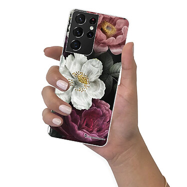 LaCoqueFrançaise Coque Samsung Galaxy S21 Ultra 5G silicone transparente Motif Fleurs roses ultra resistant pas cher