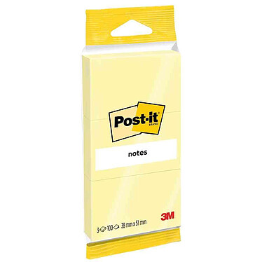 POST-IT notes adhésives, 38 x 51 mm, jaune, blister