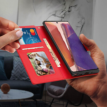 Avizar Housse Samsung Galaxy Note 20 Porte-carte Fonction Support Vidéo Dragonne Rouge pas cher