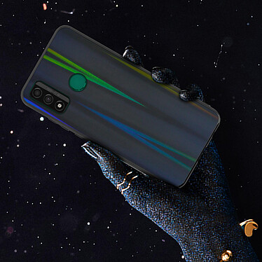 Avizar Coque Huawei P smart 2020 Holographique Brillant Rigide Collection Aurora Noir pas cher