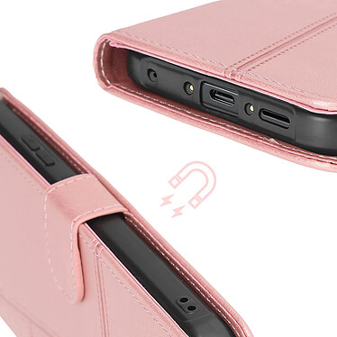 Avizar Étui pour Samsung Galaxy Xcover 7 Portefeuille avec Surpiqûre Rose Champagne pas cher