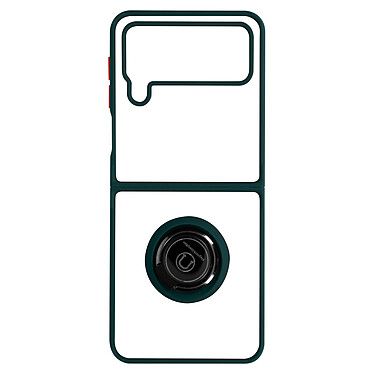 Avizar Coque pour Samsung Galaxy Z Flip 4 Bi-matière Bague Métallique Support Vidéo  Vert
