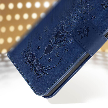 Avizar Étui Portefeuille pour Xiaomi Redmi 12C, Simili Cuir Motif Papillon Floral Bleu pas cher