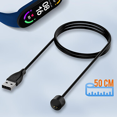 Avizar Câble de charge magnétique Xiaomi Mi Band 6 et 5 Résistant Longueur 50 cm - Noir pas cher