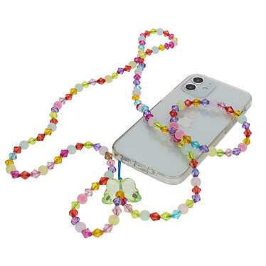 Avizar Bijou de Téléphone Bracelet Perles cristales et Papillon 110cm Collection Perla