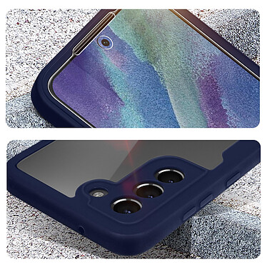 Avizar Coque Samsung Galaxy S21 FE Dos Plexiglas Avant Polymère Contour Bleu Nuit pas cher