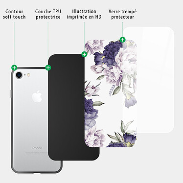 Acheter LaCoqueFrançaise Coque iPhone 7/8/ iPhone SE 2020/ 2022 Coque Soft Touch Glossy Pivoines Violettes Design
